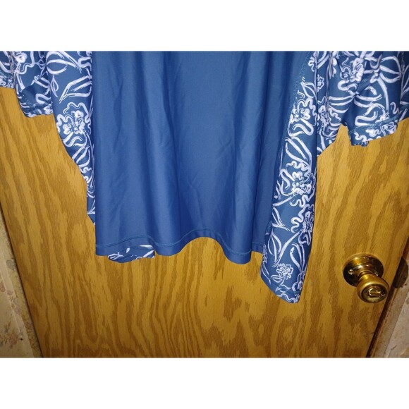 Modli Blouse Turquoise Floral Print 3/4 Sleeves Women's Plus Size 6X Stretch - Picture 12 of 12